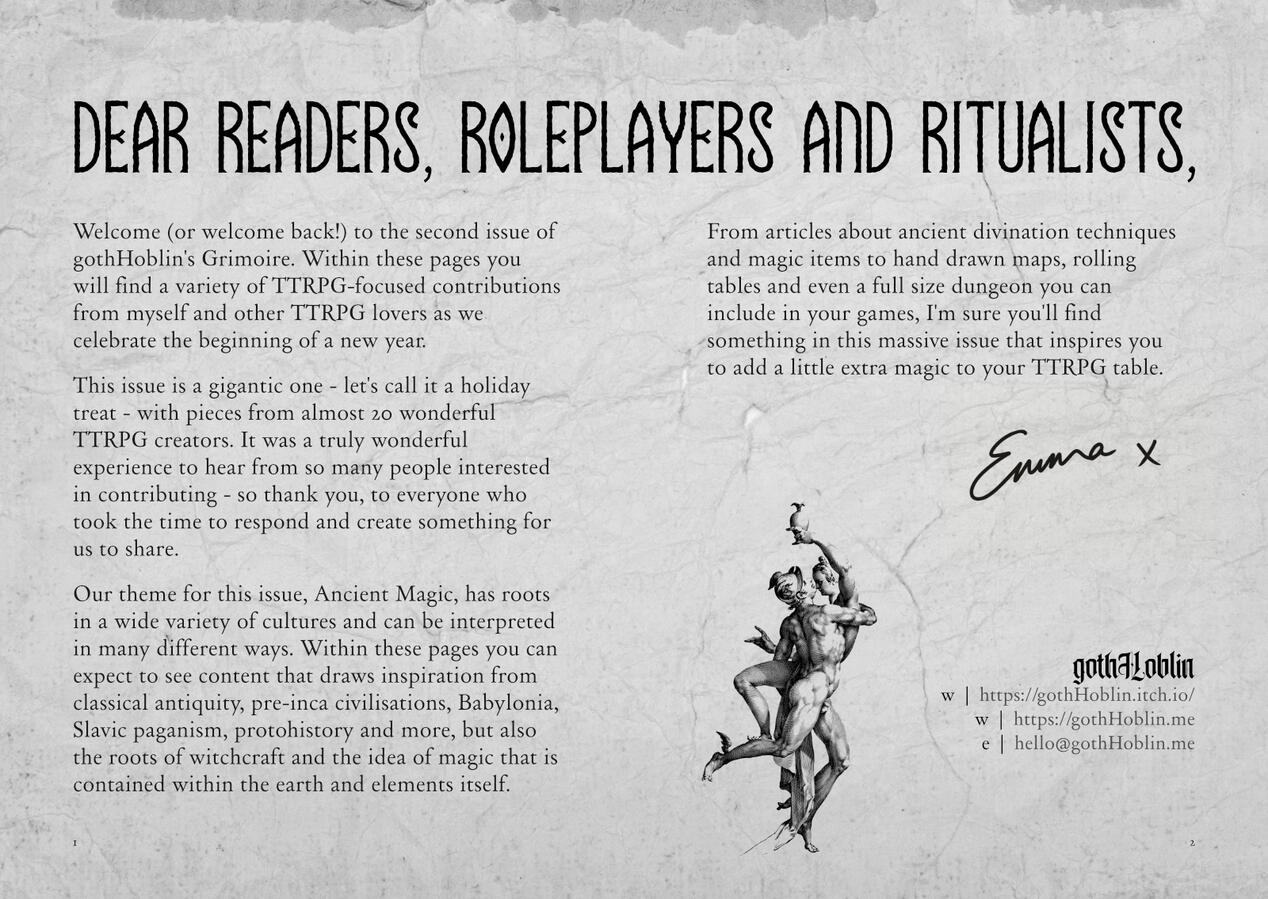 gothHoblin's Grimoire Issue 2 internal spread design