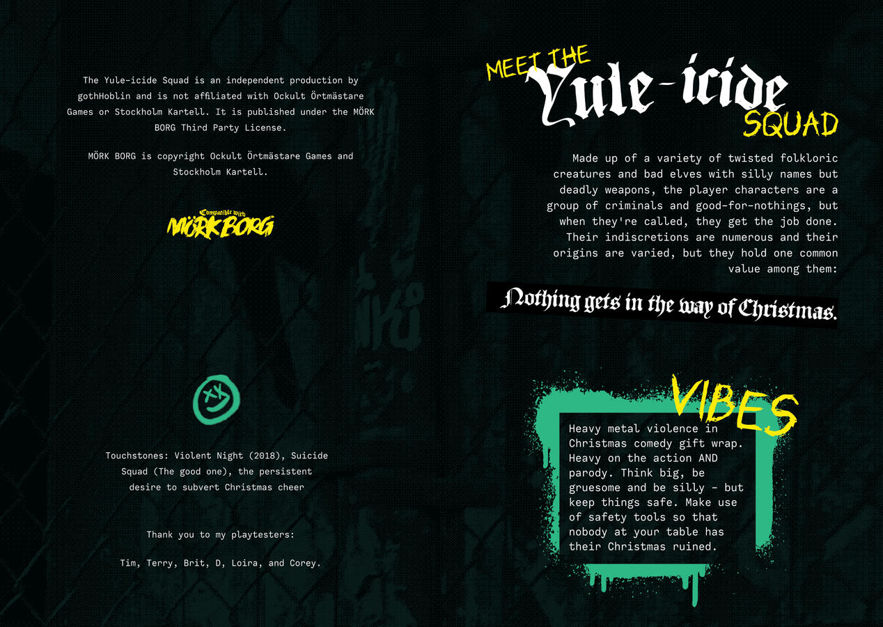 The Yule-icide Squad internal cover design