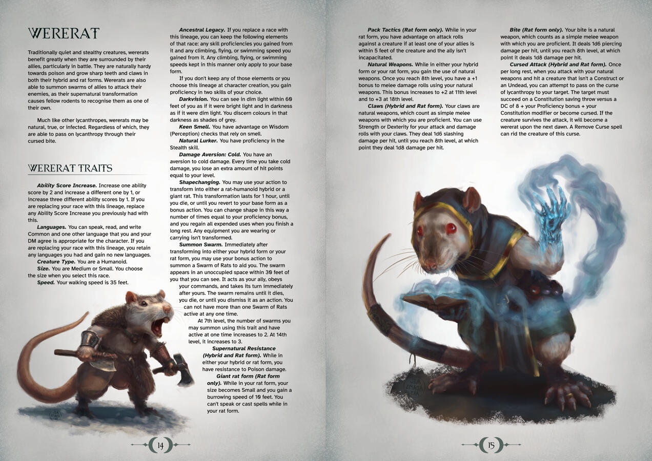 gothHoblin&#39;s Lycanthropy Lineages internal spread layout